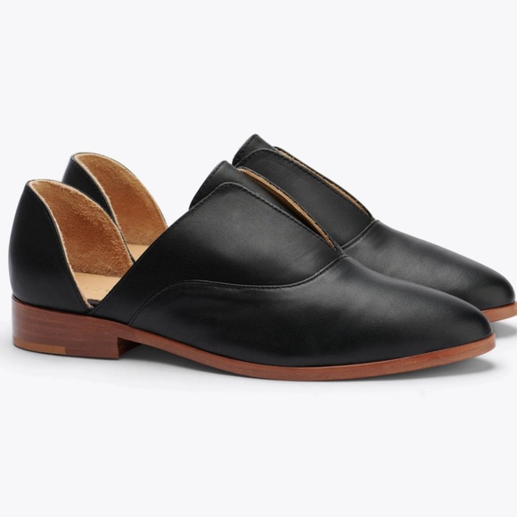 NISOLO Black Leather Emma D'Orsay Oxford Classic Flat Shoes - Picture 9 of 16